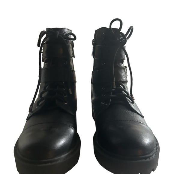 NIB JESSICA SIMPSON BLACK KERINA BUCKLE LACE UP BOOTS - Picture 4 of 9